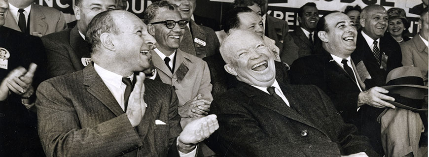 Edwin G. Michaelian, Westchester County Executive, and President Dwight D. Eisenhower at Westchester County Airport, 1960 Source: PMC115