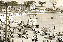 Playland boardwalk and beach, ca. 1930 (PPC5778)