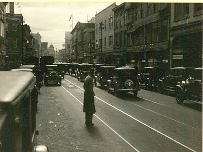 Busy city street in Port Chester, n.d. (P-64)