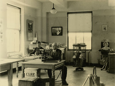 Inspecting Theodolites and Transits in County Control Survey Office, White Plains, April 30, 1935 (PCS 043)